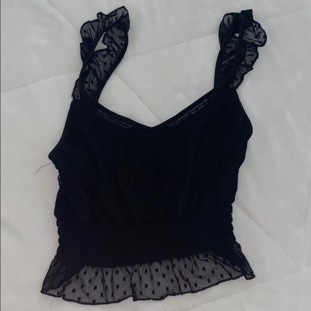 Ruffled polka dot crop top